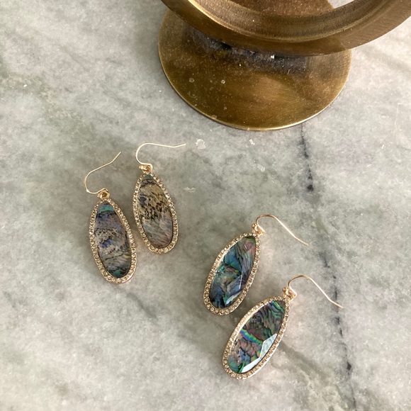 'Kira' Faceted Abalone Drop Gold Hook Earrings - Picture 4 of 7